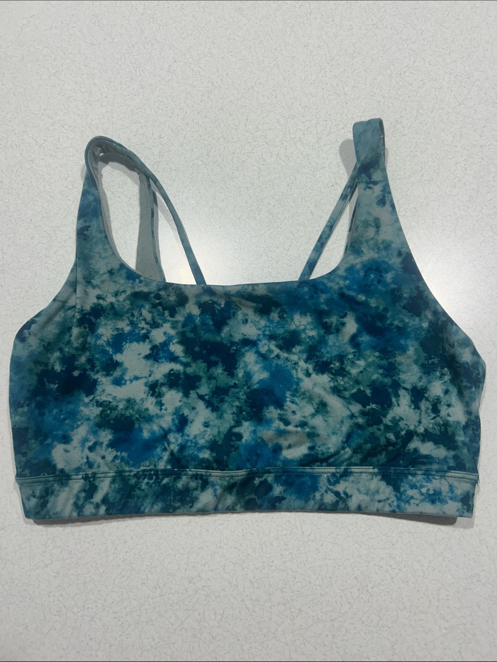 Athleta Blue printed Strappy Sports Bra